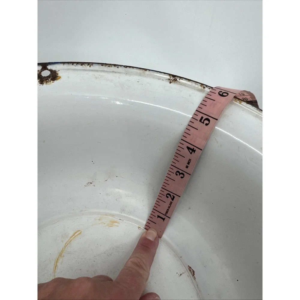 Vintage Enamel Ware WHITE Large Deep BASIN 15